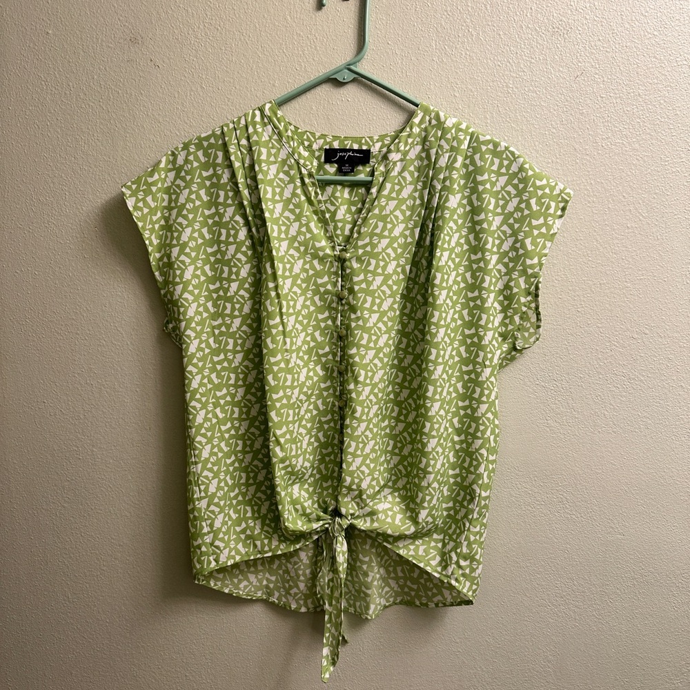 Josephine Tie Front Short Sleeve Blouse Size Medium